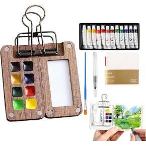 Pocket Artist Watercolor Travel Set, 2025 New Paint Palette Travel Kit Mini Watercolor Paint Set, Upgrade Pocketartist Travel Set Mini Portable Watercolor Travel Set (8 Grid)