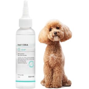 Peto’cera Cl’ear Ear Cleaner للكلاب والقطط مع ماء Hinoki Cypress بنسبة 52 ٪ ، وتهدئة الحكة والتهيج ، وتنظيفها ، وملاءمة الخالية من الكحول ولطيف ، ورعاية الحيوانات الأليفة الكورية (4 Fl Oz/120ml)