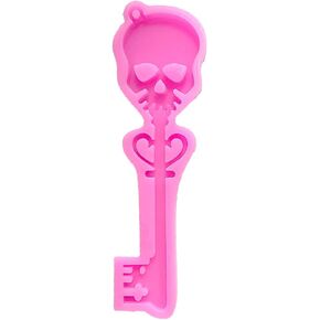 Shiny Glossy Halloween Skull Key Skeleton Key Shape Silicone Molds for DIY Craft Keychain Polymer Clay Mold Epoxy Pendant Resin Crafting Making Cake Decoration Fondant Mould