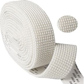 Pearl Decoration Ribbon Imitation Pearl Self-Adhesive Stickers for Craft Projects, DIY Wedding Decoration Car Phone High Heels Sandals Decoration Clothing Embellishment (White Pearl-3cm x 3 Yards)