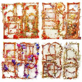 40Pcs Broken Rose Series PET Scrapbook Stickers, Frame Mirror Fantasy Dream Rose Stickers Kit for Scrapbooking, Junk Journal Ephemera, DIY Crafts Waterproof Journaling Supplies