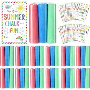 30 مجموعة من الهدايا الخاصة بـ Sidewalk Chalk End of the Year للطلاب مع الطباشير الكامل من علامات الهدايا الممتعة مجموعة الطباشير الملون جمبو مستحضرات طباشير قابلة للغسل للأطفال الحفلات الحفلات في الهواء الطلق ، 3 ألوان