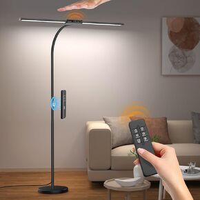 Syrinx LED مصباح الأرضية ، رأس مزدوج مصابيح أرضية من أجل غرفة المعيشة مع مفتاح الإيماء