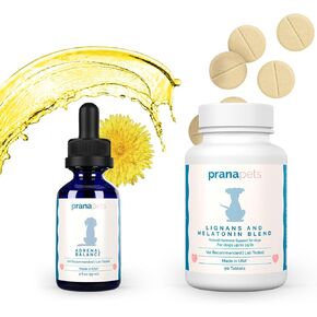 Pranapets Lignans & Melatonin للكلاب التي تصل إلى 25 رطل والتوازن الكظرية Combo | بطبيعة الحال يساعد في تخفيف أعراض كوشينغ | يساعد على تعزيز وظيفة الغدة الكظرية الصحية وتحسين جودة النوم