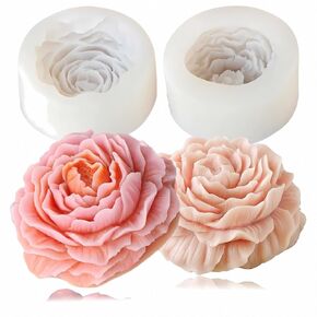 2PCS Candle Making Molds 3D Peony Flower Candle Mold for Scented Candles Soaps Making Flower Resin Mold Silicone Candle Molds for DIY Candle Making Craft Supplies