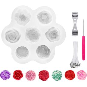 قوالب شمعة من سيليكون ثلاثية الأبعاد مجموعة واحدة لصنع الشموع ، والصابون ، والراتنج ، والشوكولاته ، والحلوى ، وحلوى الكيك ، وحرف الفن الخرساني - مجموعة العفن DIY (الزهور) in Kuwait