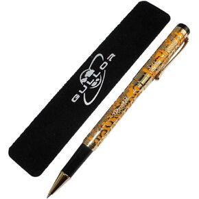 Gullor Advanced Rollerball Pen Jinhao 5000 Apricot and Gold Dragon Year with Gift Box