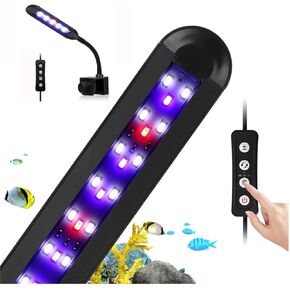 Nano Fish Tank Clip on Light with Timer LED Aquarium Light Full-Spectrum 3 Modes 5 Brightness Dimmable,Memory Function Flexible Gooseneck White+Red+Blue LED Aquarium Plant Lamp (6W for 6-12inch)