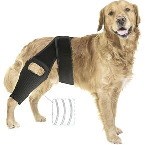 Dog ACL Knee Brace, Supportive Canine Leg Wrap, Black (L)