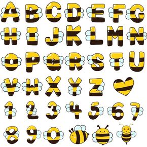 192 Pcs Bee Bulletin Board Decoration Letters Numbers Alphabet Cutouts Spring Bee Letters Combo Pack Set Honeybee Bulletin Board Letters for Home School Classroom Party Favor