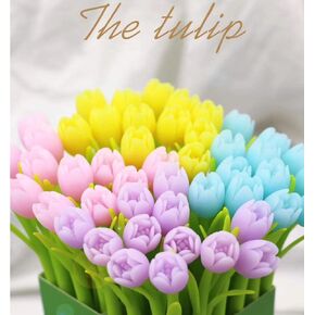 8Pcs Flower Pens Creative Gel Ink Tulip Pens for Mothers’ Day Christmas Birthday, Party Favor Office Decor (Tulip)