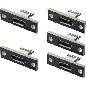 xiwai Micro-USB 5Pin Female Type-B DIY OEM Socket Connector Panel Mount Type with PC Board USB 2.0 Pinout 5pcs/Set