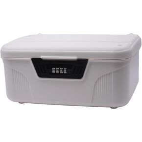 Large Lockable Storage Container Bin, 2.3 Gallon Capacity Organizer Box with Combination Lock, Plastic Trunk, Usable As Item Organizer Or Office File Storage(White)
