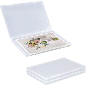 Marte Vanci 2 Pack Clear A4 Paper Storage Box with Latches, Magazine Protectors, Portable Project Case for Craft Paper, Document, File