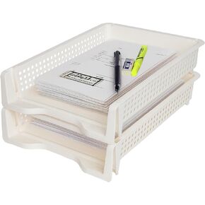 Letter Tray Desk Organizer – Stackable Paper Organizer for Home & Office, Durable Plastic Paper Tray for Desk, A4 & Letter-Size Document Holder (Black) in Kuwait