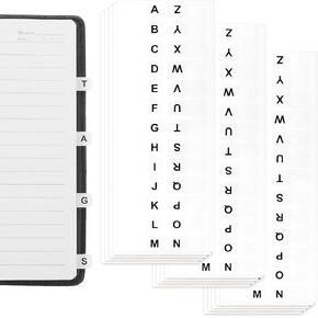 390 PCS تبويب الأبجدية لأجهزة الكمبيوتر المحمولة ، 15 ورقة A-Z تبويب الأبجدية لاصق ذاتي ، علامة تبويب فهرس لزجة بيضاء للملفات كتاب كتاب الملاحظات المدرسي