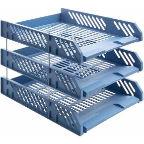M & G 3 Tier Deske Desk Organizer Paper Tray ، Desktop File File File Rack Accessories for Home ، Office ، School (Blue)