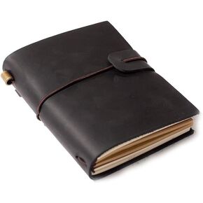Leather Journal Handcrafted Top Grain Writing Notebook Gift for Men & Women Refillable Poetry Travelers Sketchbook Professionals as Diary or Pocket Journal Passport Size black - 5"X4"