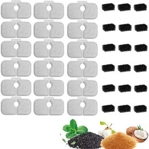 18Pack Cat Water Fountain Replacement Filter for PETLIBRO Dockstream Cat Water Fountain PLWF005/PLWF115/PLWF105, Triple Filtration System Replacement Filter, Cordless Ultra-Quiet Pet Water Fountain