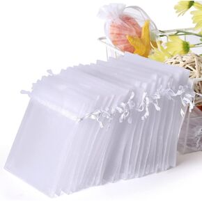 4 × 6 بوصة 100pcs أكياس الهدايا البيضاء في أورجانيز - أكياس زفاف سميكة 210T لصالح الصابون ، شموع ، قنابل الحمام ، عبوات المجوهرات ، لوازم مخطط الأحداث ، مقاومة للدموع وقابلة لإعادة الاستخدام