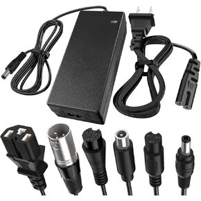 42V 2A Scooter Charger 7 in 1 Plugs Universal for 36V 10S Lithium Battery, Pinkind 36V Lithium-ion Battery Charger Replacement for Razor, Jetson, Voyage, gotrax, ninebot