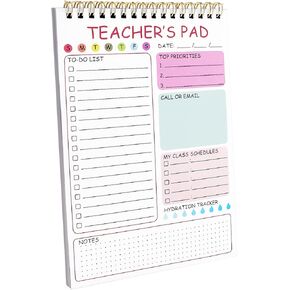 المعلم لإجراء قائمة المفكرة ، 8.3 × 5.8 بوصة مدرس ، دفتر ملاحظات قائمة مراجعة دوامة لجداول الفصل الدراسي ، المخطط اليومي ، المهام المدرسية وتحديد الأهداف (الوردي) in Kuwait