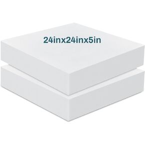 Frienda 2 Pack 5 "× 24" × 24 "تنجيد سميك إضافي وسادة الرغوة عالية الكثافة استبدال قطع مربعة إلى حجم أريكة رغوة أو كرسي طعام تجاري كرسي كرسي المشاريع DIY