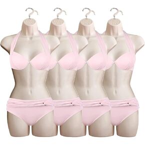 DisplayTown Female Mannequin Hip Long Torso Hollow Back Body Stackable Dress Form with Hanging Hook for Tshirt Display, Countertop, Craft Show, Photos and Design, S-M Clothing Size (Silver, Set of 2) in Kuwait