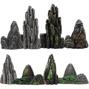 Hanabass 8 PCS Mini Rockery Decoration الحلي الصخرية السيراميك ، والراتنج المصغرة التماثيل حديقة الزخرفة Zen Garden Expensory للمناظر الطبيعية الصغيرة أسماك الأسماك