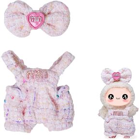 Tweed Outfit for LABUBU Doll, Cute & Durable Clothes for 7-8 inch Dolls, Handmade Faux Wool Coat & Hat Set, Perfect for LABUBU Collectors, Unique Gift for Doll Lovers(No Doll)