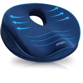 SAHEYER Donut Pillow for Tailbone Pain Relief and Hemorrhoids, Memory Foam Donut Cushion for Sciatica Nerve, Seat Cushion Butt Pillow for Men Women at Home Office Chair Car Long Sitting Comfort, Black