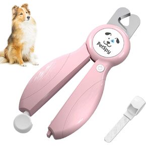 أحدث كليبرز مسمار الكلب مع LED دليل الضوء ، Claw Care Pet Pet Pet Clipper & trimmer مع ملف الأظافر ، شفرات الحادة الحادة ، مجموعة أدوات الاستمالة المنزلية للحيوانات (الوردي)