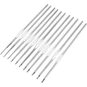 Cobee Crochet Hooks Set Steel - 12 قطعة من الحجم الصغير المزلاج خطاف إبرة الكروشيه مجموعة من 0.6 مم إلى 1.9 ملم وشاح للملابس الأدوات الكروشيه أداة إبر مدببة واحدة للمبتدئين للمبتدئين