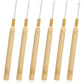 6 PCS Alatch Hook Tool Wooden Bent Latch Hook Crochet Crochet Crochet Latch Hook Feedle لصنع السجادة والحرف الفنية