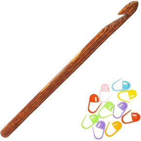 خطاف الكروشيه Knitpro Ginger 6 بوصة ، 8.00 مم (15 سم ، حجم الولايات المتحدة L) مع 10 علامات غرزة ملونة