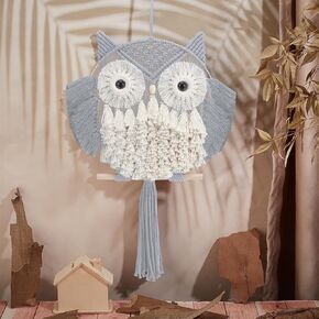 FreeBloss Macrame Owl Kit للمبتدئين Macrame Owl Wall Hanging Light Gray DIY Macrame Kit مع فيديو تعليمي معلق Macrame للبالغين هدية