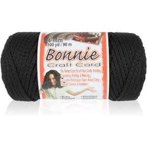 Craft County Bonnie Macramé Cord - 4mm - 100 ياردة أطوال (أسود)