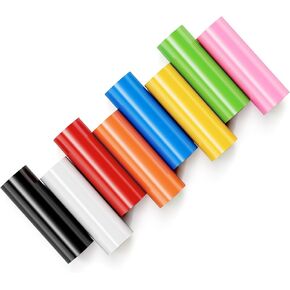 الفينيل الدائم لـ Likcut ، آلة قطع Cricut ، 4.5 بوصة × 6 قدمًا في الهواء الطلق استخدام فينيل دعم الحيوانات الأليفة ، 8 لوازم صياغة ألوان متنوعة