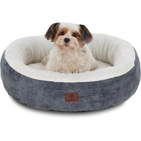 American Kennel Club 23 "Mason Fabric Round Bed - سرير كلب أنيق قابل للغسل مع قاع غير انزلاق ، سطح نوم أفخم - للقطط ، سلالات صغيرة