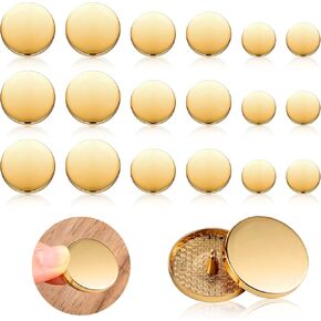 ouligay 18 pcs أزرار ذهبية ، أزرار معدنية مسطحة لا خياطة ، أزرار معطف قابلة للفصل ، زر مستدير على شكل بدلة جاكيتات قميص الجينز بحرف 15 مم 25 مم 25 ملم