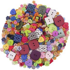 WEPETYO 660 PCS أزرار راتنجات متنوعة أحجام 2 و 4 ثقوب أزرار حرفة مستديرة للخياطة البالغة ، رسم يدوي لزر الأزر
