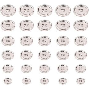 30 PCS Metal Buttons, Assorted Sizes for Sewing, Round 4-Hole Buttons for Shirts, Coats, DIY Clothes Decoration (Golden)