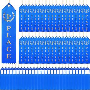 Zubebebe 200 PCS 1st Place Award Award Award Award First Ribbon Award Blue First Place مع بطاقة حدث وسلسلة للمنافسة الرياضية للبالغين اللوازم