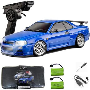 LD1899 1:18 RC DRIFT CAR GTR R34 2.4GHz RWD مع مراقبة راديو جيروس جاي سبيك سوليد سيارات (الأزرق)