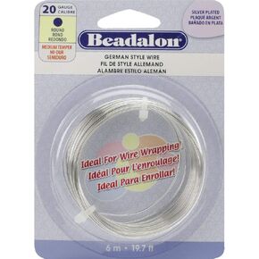 Beadalon German Style Wire Tarnish Resistant Silver Plate 20 Gauge 19.7 ft. roll