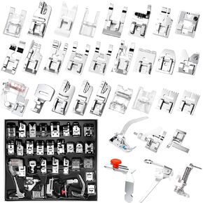 32 PCS مجموعة من آلات الخياطة مجموعة القدمين تناسب معظم مغني Snank Snap-On منخفض ، Brother ، Babylock ، Euro-Pro ، Janome ، Kenmore ، Sewing Machine Park Parts Accessories