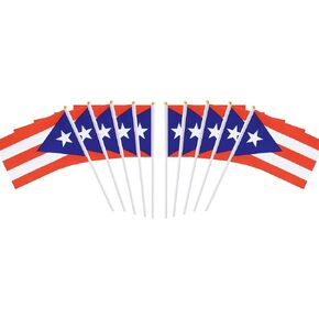10 حزمة Puerto Rico Puerto Ricans أعلام على عصا 5 × 8 بوصة ، والزخارف الوطنية ، وديكور الفصول الدراسية ، والأعلام الصغيرة الصغيرة على العصي ، وزينة العلم للحفلة.