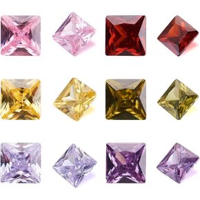 Fashewelry 50pcs ألوان مختلطة الزركونيا الزركونيا cabochons cabochons 3x3mm mini مسطحة الكريستال مربعة الأحجار الكريمة لتصنيع المجوهرات الفنية