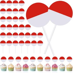 24 PCS Red and White Cupcake Topcake Topcake Happy Birthday Cake Topper Cupcake Decorations for البالغين حفلة عيد ميلاد