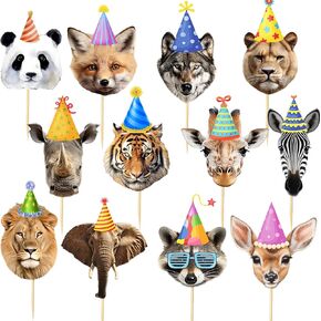 Safari Animals Party Party Cupcake Toppers ، 24pcs Jungle Cake Toppers Decorations Safari Jungle Supplies Wild Animals Birthday Baby Shower Party (24)